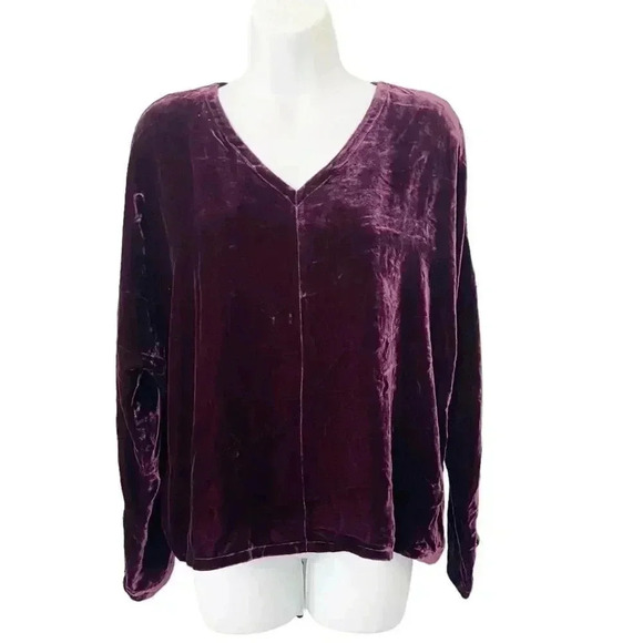 NWT Eileen Fisher Velvet V-Neck Dolman Sleeve Top Sweet Plum size Small - Picture 3 of 10